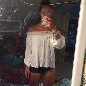 Across the shoulders white top